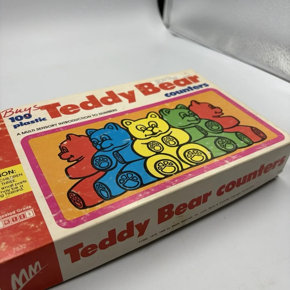 Teddy Bear Counters - Multi-Sensory Intro to Numbers  74 Yellow 72 Green 1985